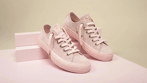 Converse all star low shop leather trainers vapour pink mouse