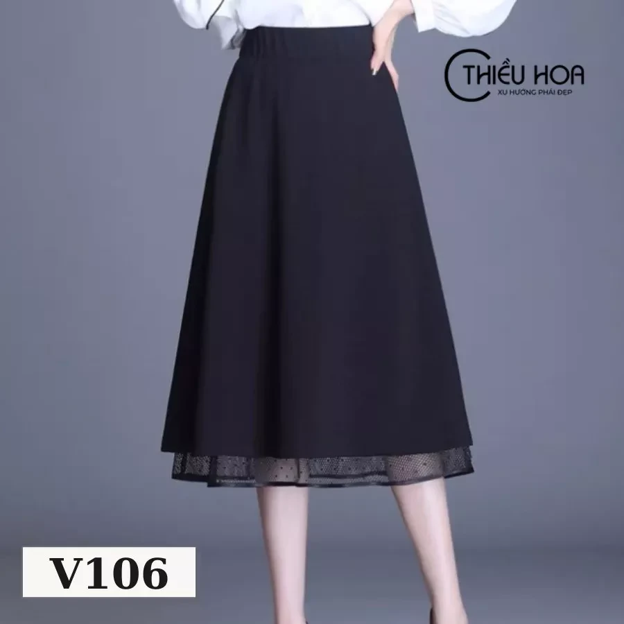Chân váy công sở dành cho nữ trung niên chất tằm mềm mát cao cấp sang trọng  siêu tôn dáng V106 - MixASale