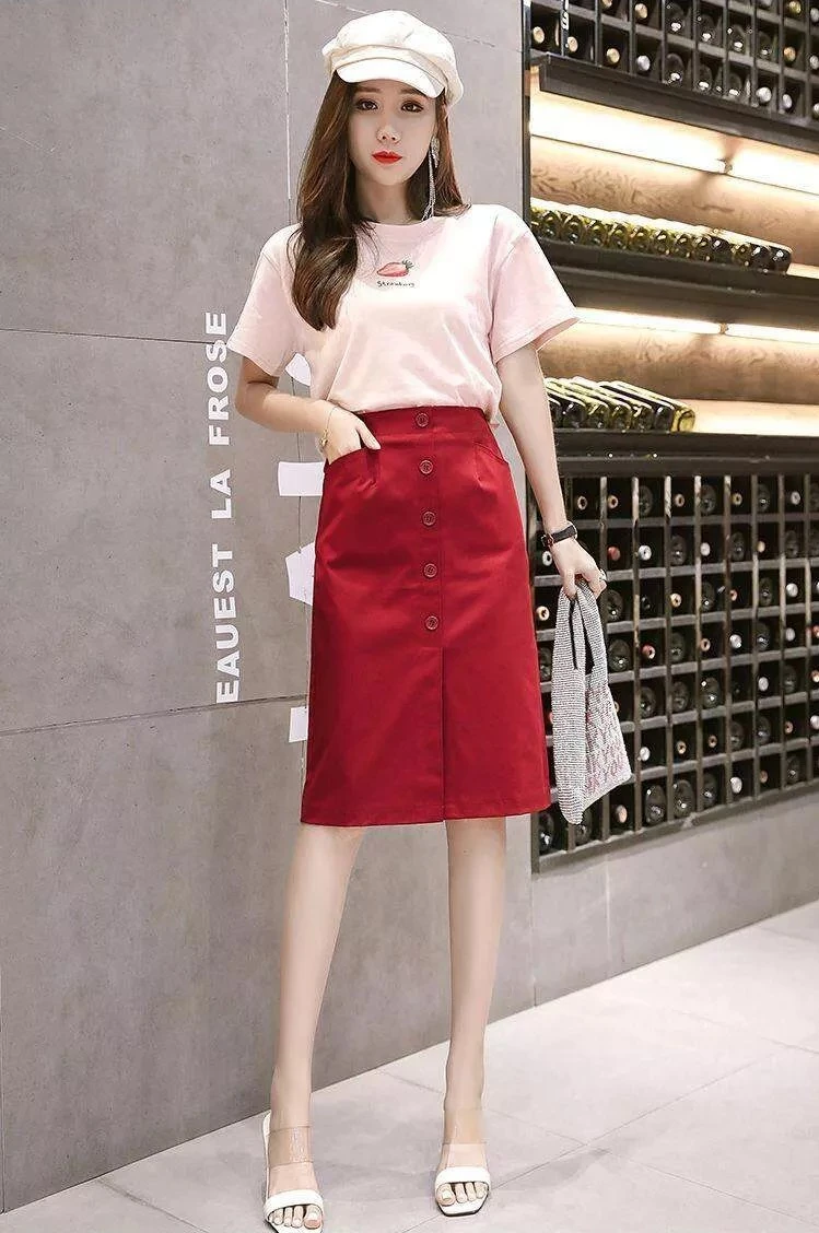 Chân váy jean MURIOKIdáng ngắn chữ A màu đỏ hồng thời trang mới cho nữ   Shopee Việt Nam
