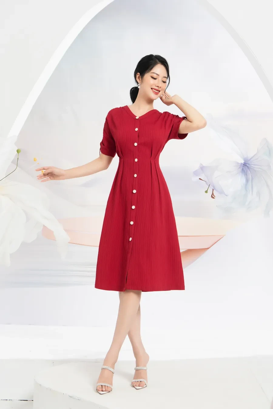 May đồng phục váy liền công sở rẻ đẹp chất lượng tại Hà Nội