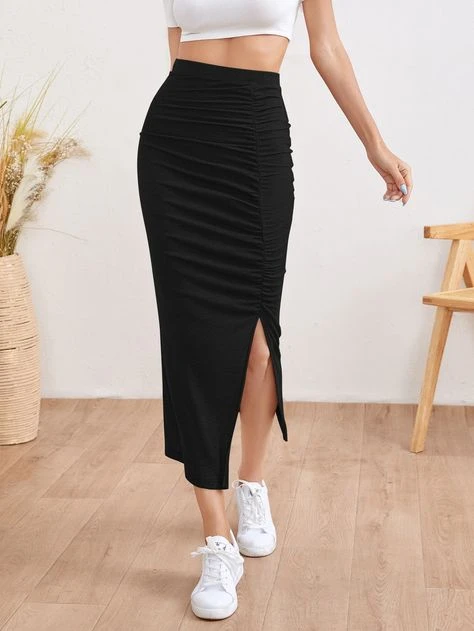 Chân váy bút chì đen công sở dáng dài CV03-25 | Thời trang công sở K&K  Fashion