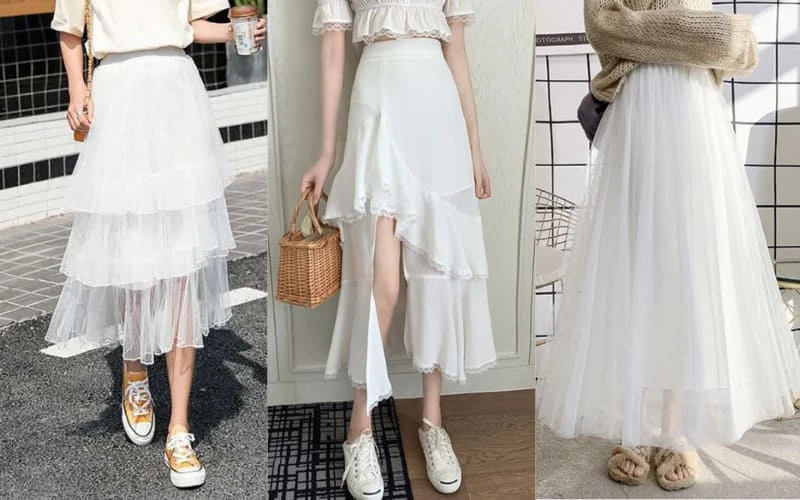 Truy tìm chân váy trắng dài mặc với áo gì đẹp nhất  Báo thời trang