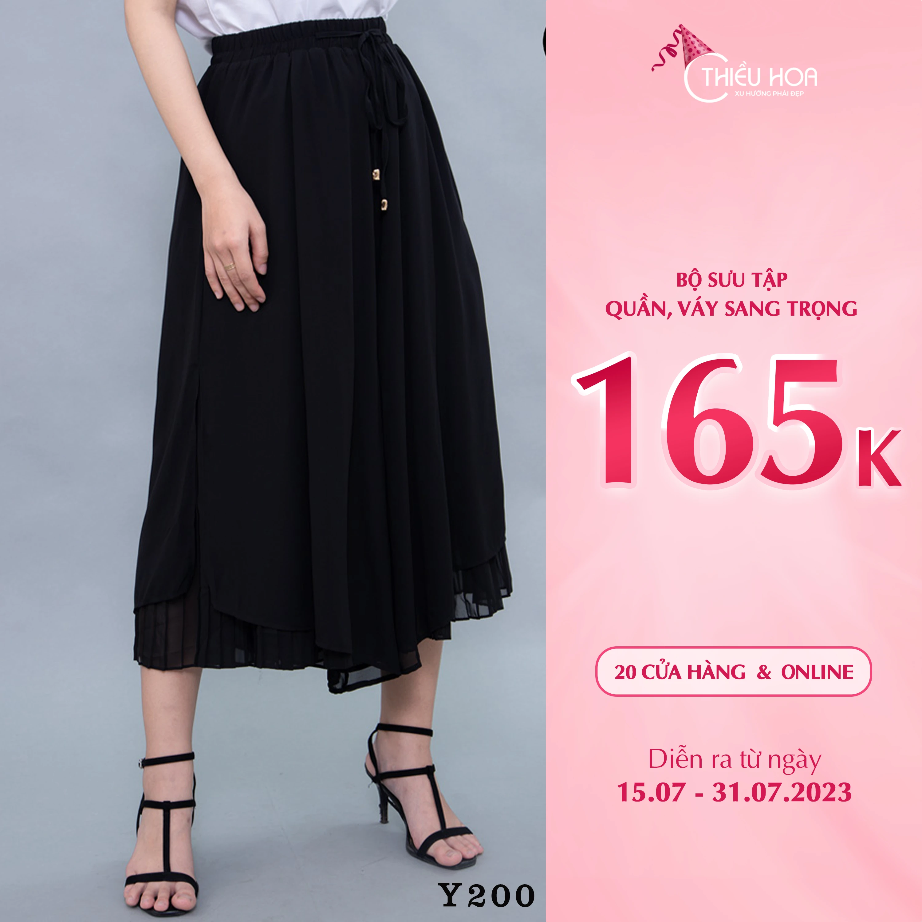 Quần giả váy trung niên Chiffon dây rút