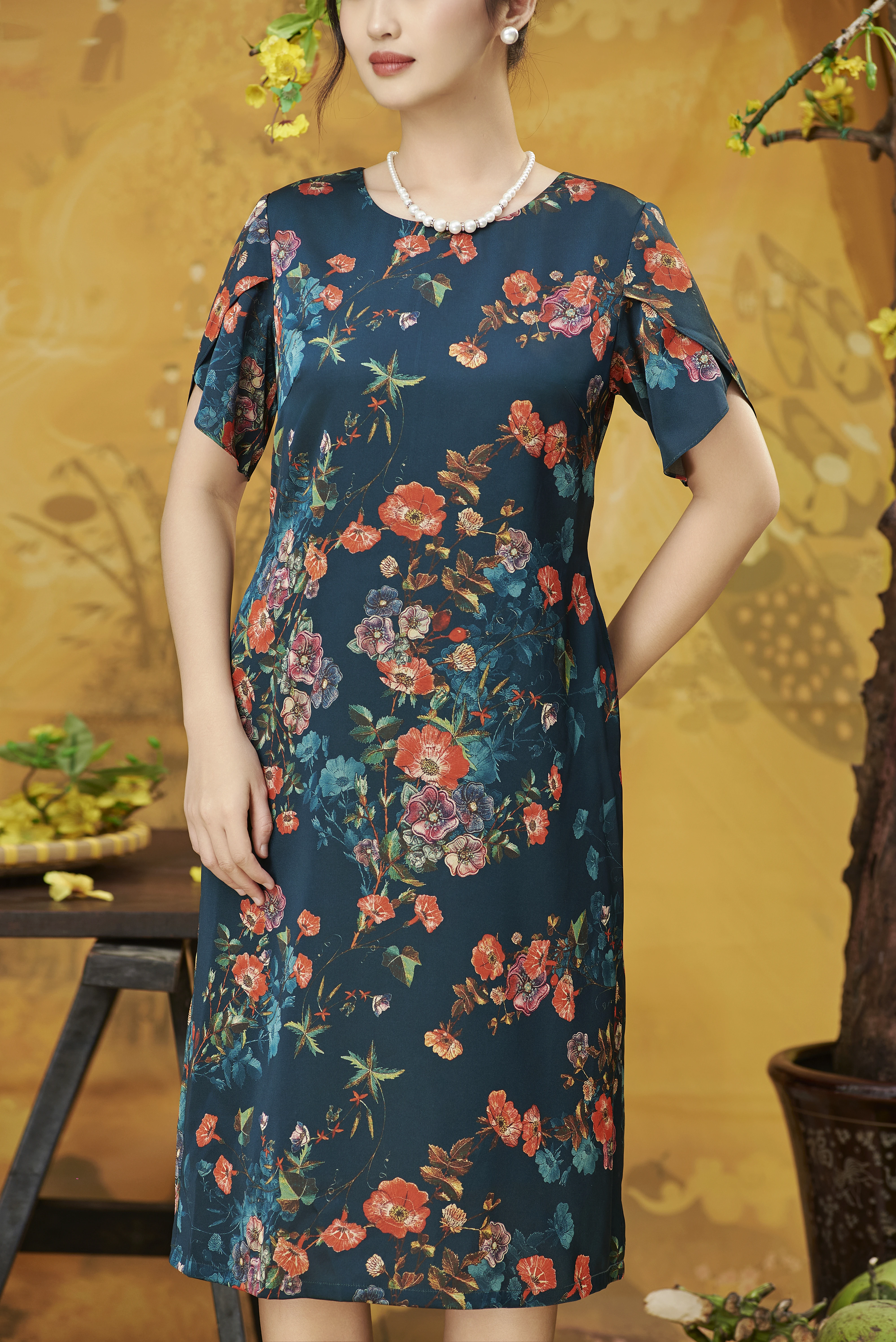 Váy lụa hoa xanh thiết kế - Hàng loại 1,chất đẹp - Giá tốt - 100% ảnh  Socomo tự chụp (freeship) | VTC Pay