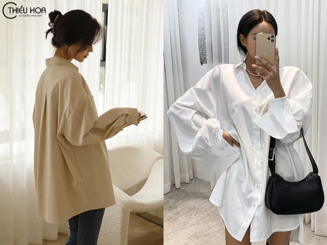 Cách phối đồ với áo sơ mi oversize nữ như gái Hàn