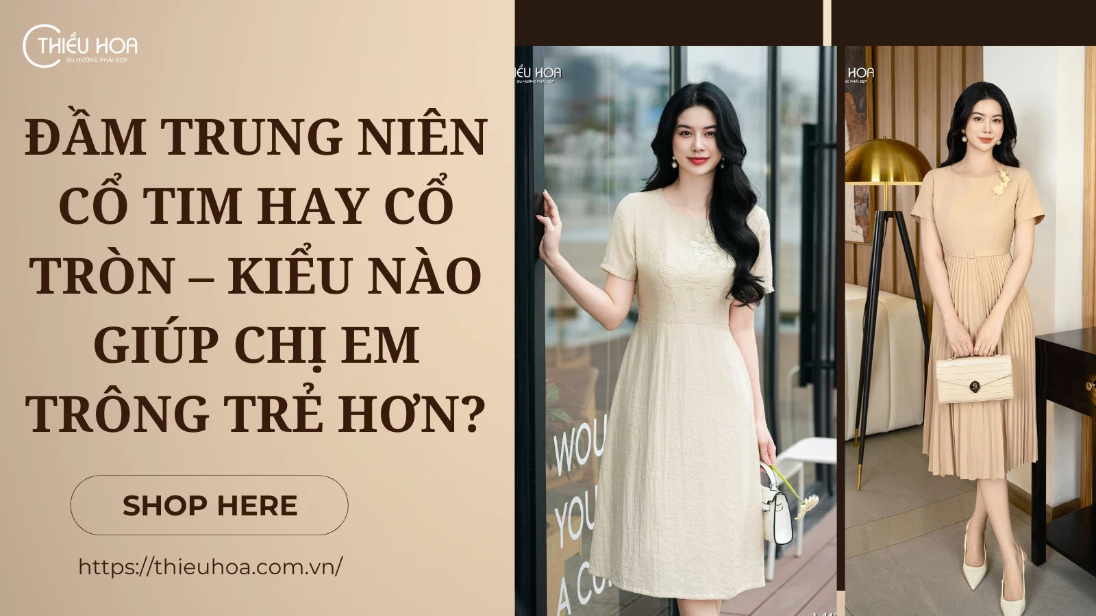 Đầm trung niên cổ tim hay cổ tròn – Kiểu nào giúp chị em trông trẻ hơn?