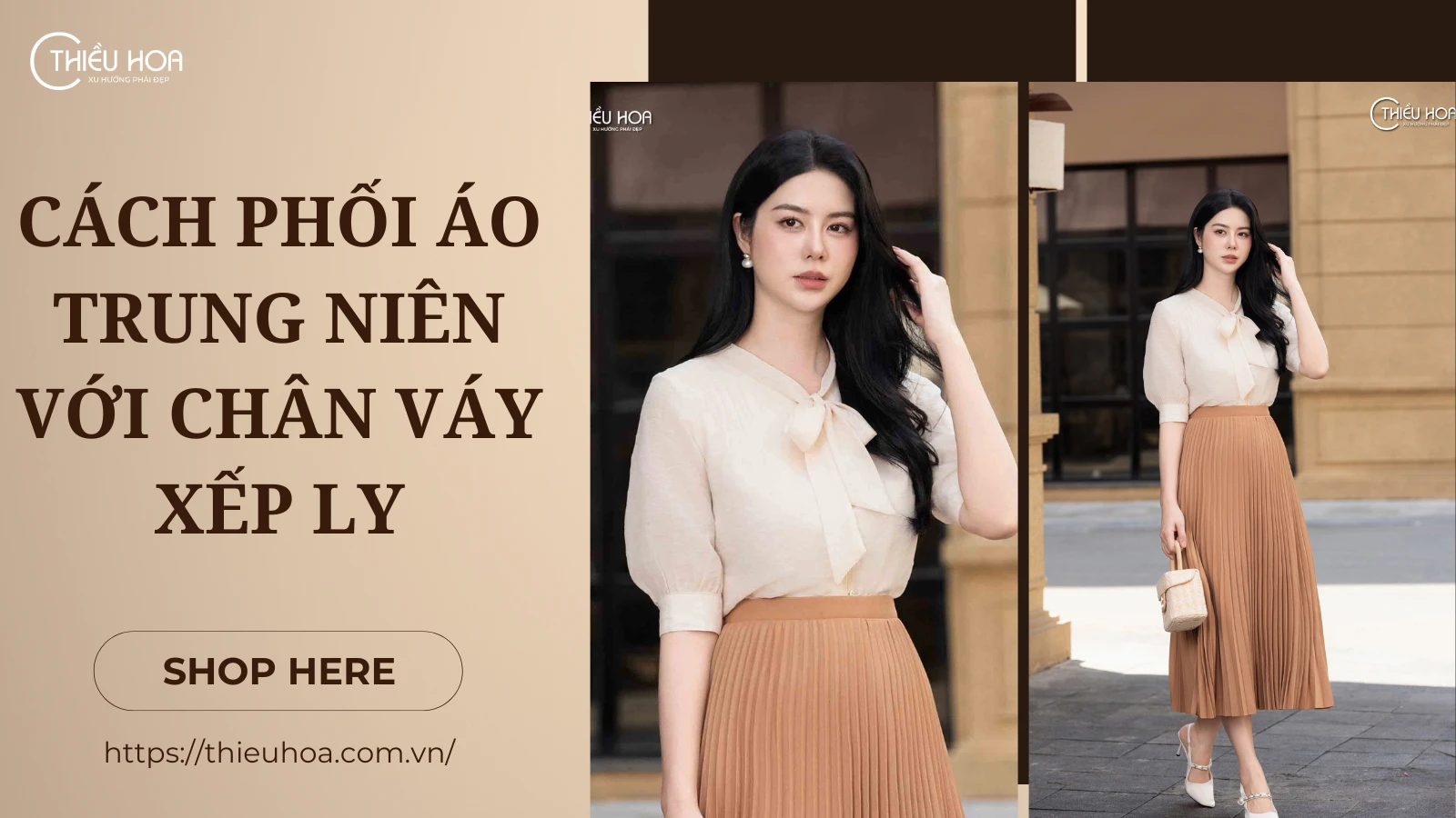 Cách phối áo trung niên với chân váy xếp ly: Sự thanh lịch không tuổi