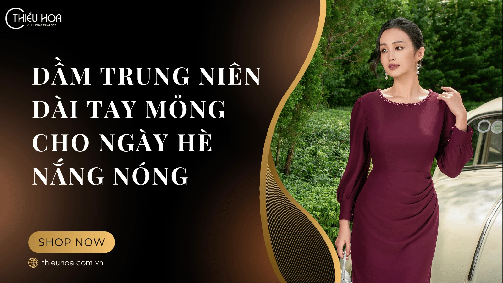 Đầm Trung Niên Dài Tay Mỏng Cho Ngày Hè Nắng Nóng