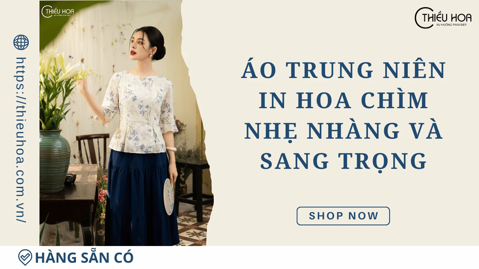 Áo Trung Niên In Hoa Chìm Nhẹ Nhàng Và Sang Trọng