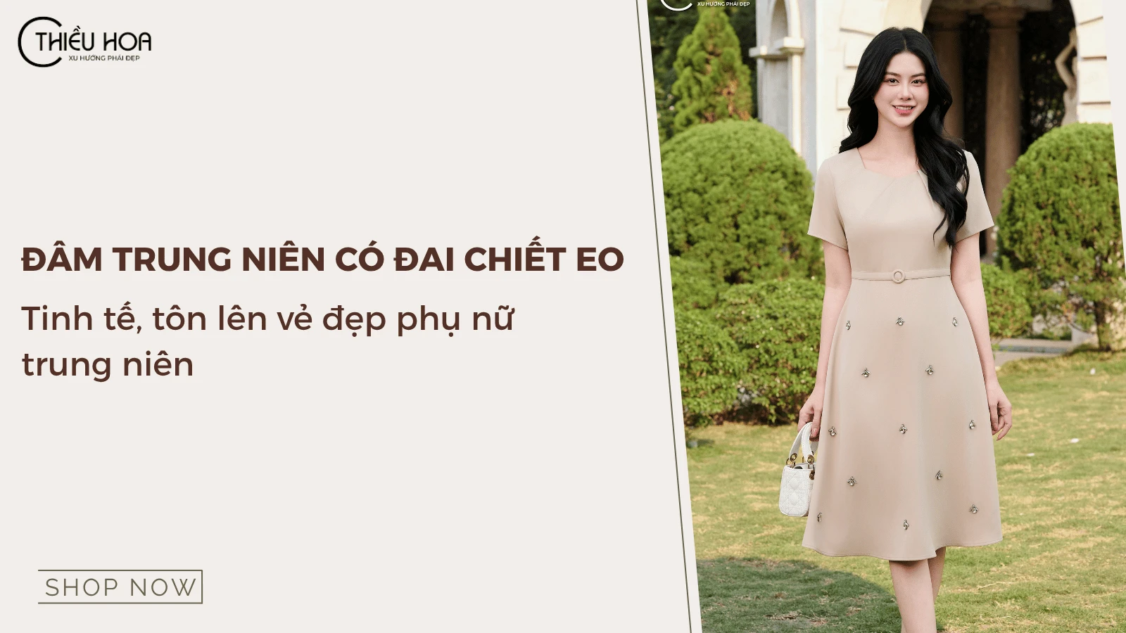 Đầm có đai chiết eo tinh tế, tôn lên vẻ đẹp phụ nữ trung niên