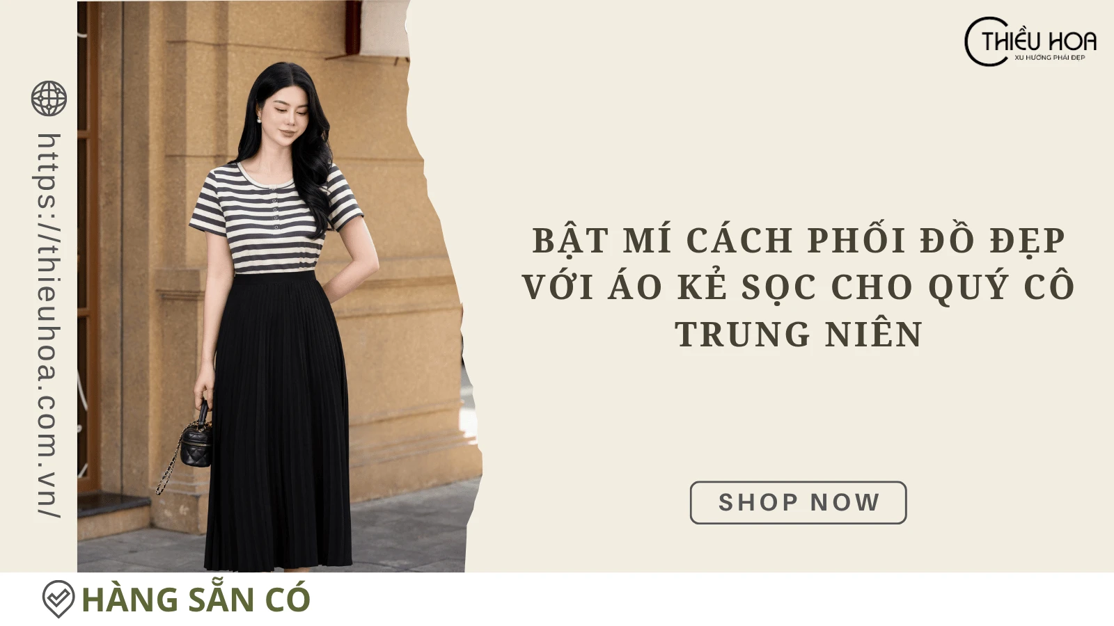 Bật mí cách phối đồ đẹp với áo kẻ sọc cho quý cô trung niên