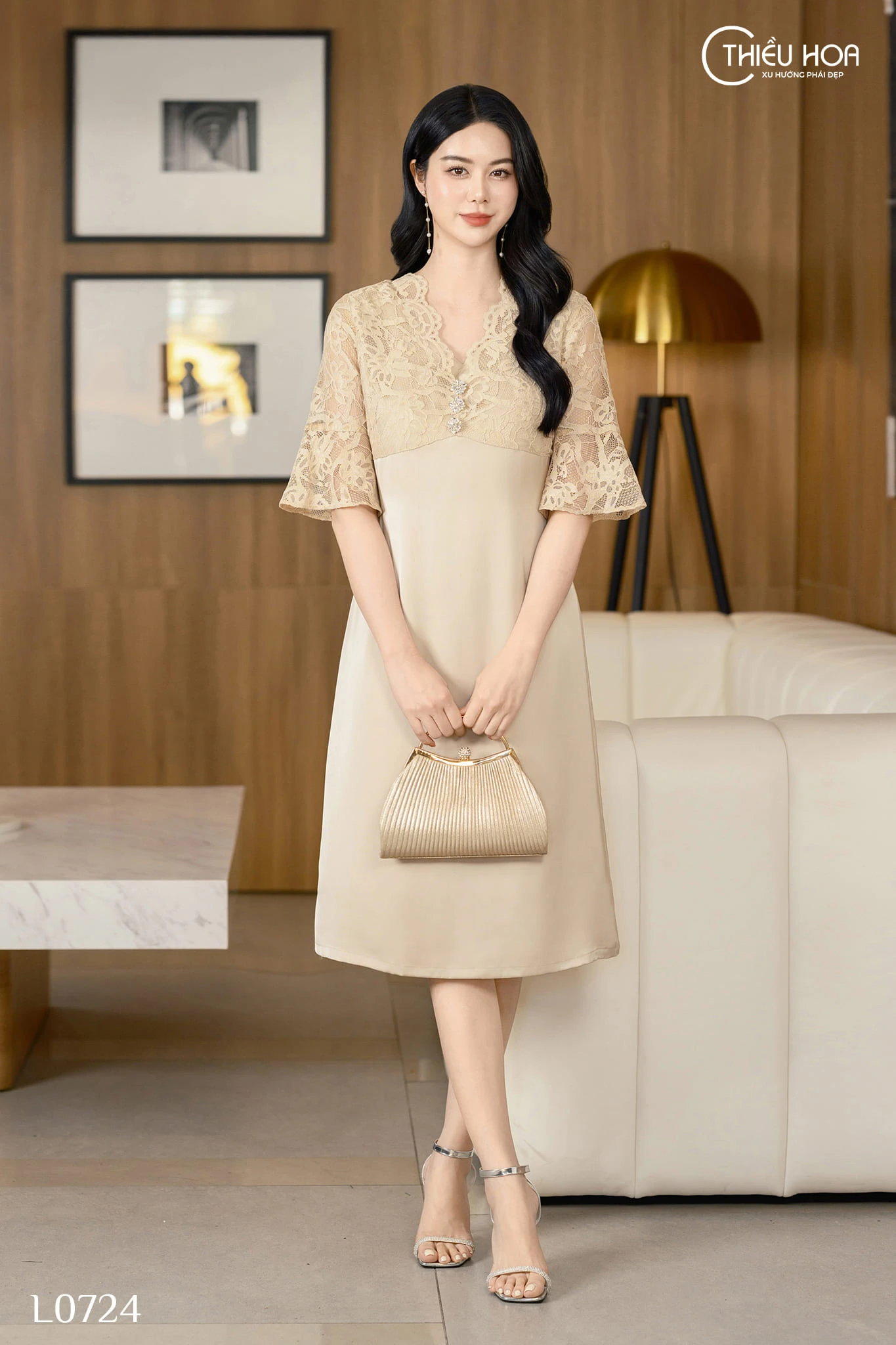 váy dự tiệc trung niên đẹp - đầm ren