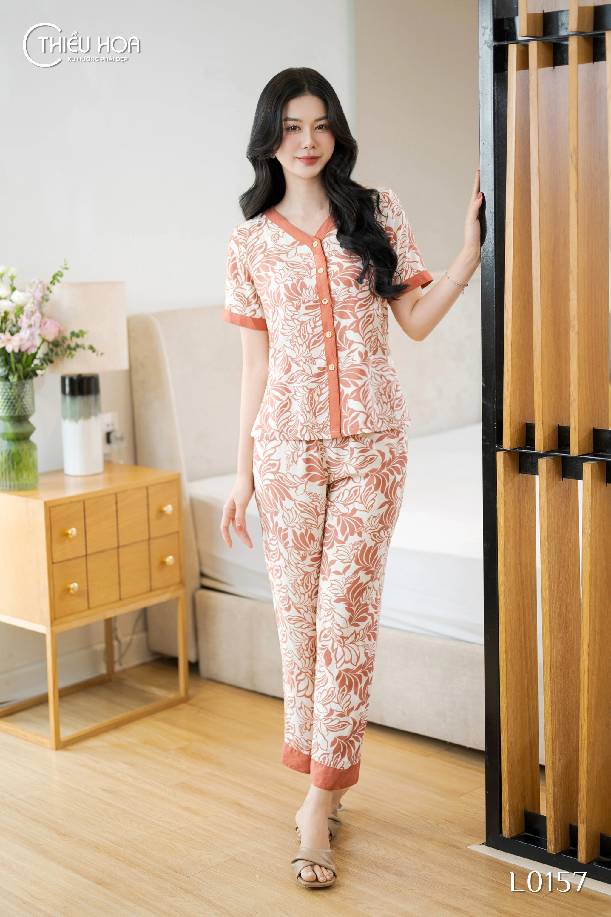 Đồ Bộ Trung Niên Thiết Kế Thoáng Mát Chất Liệu Linen Xô Hàn Thương Hiệu Thiều Hoa DB5L0157