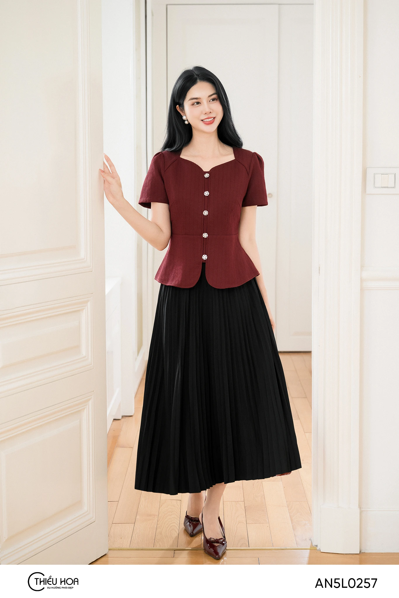 chân váy dáng dài cho nữ trung niên 50 tuổi