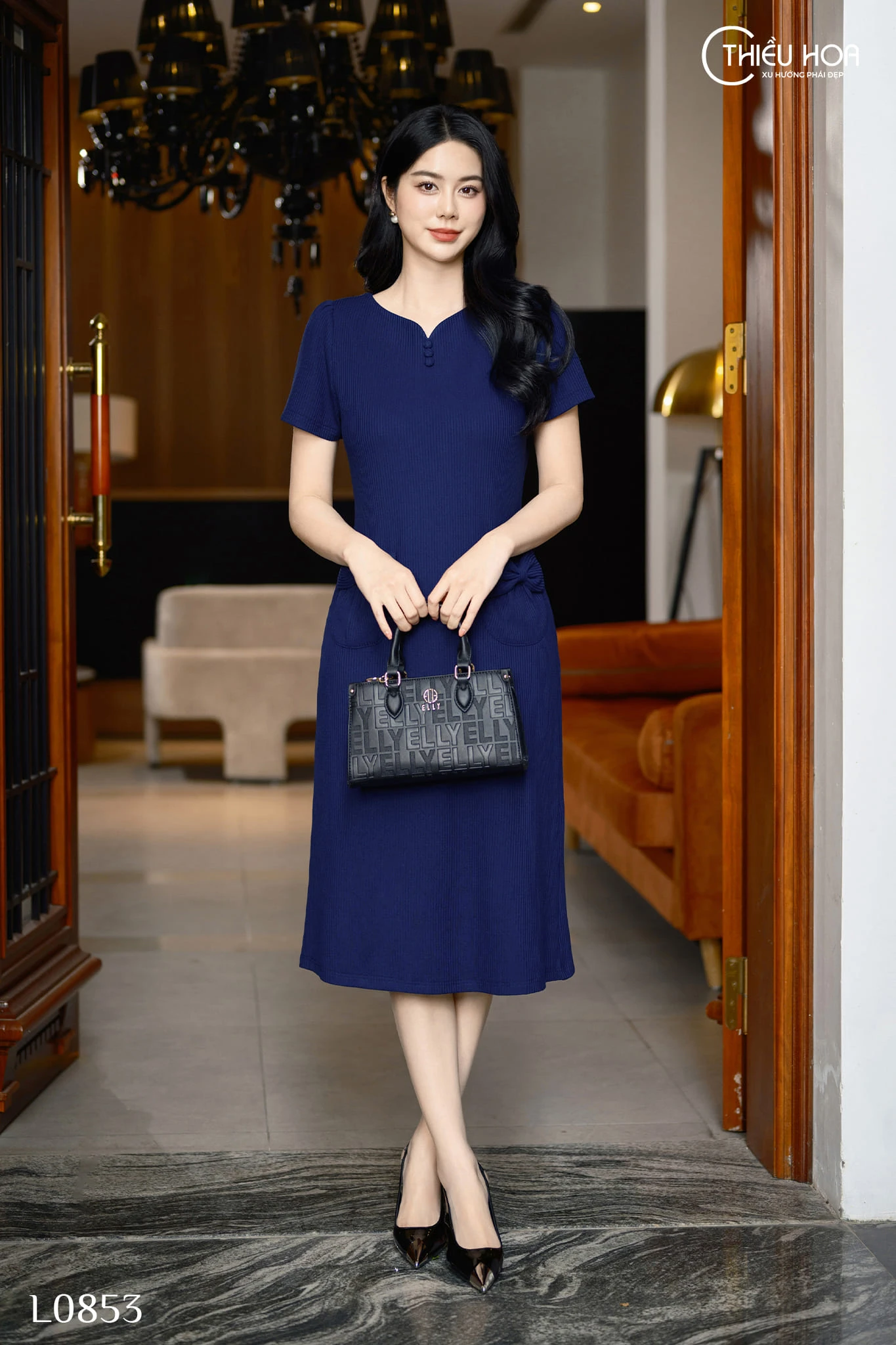 đầm chữ a công sở đẹp - đầm công sở thun dập nổi