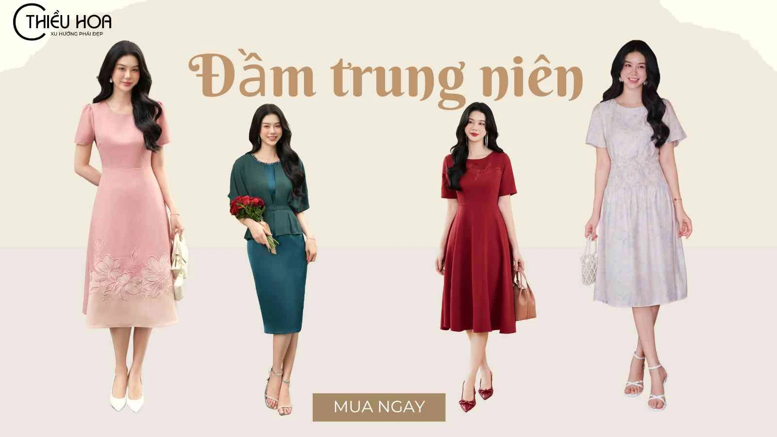 Chất liệu váy đầm trung niên phù hợp mặc quanh năm