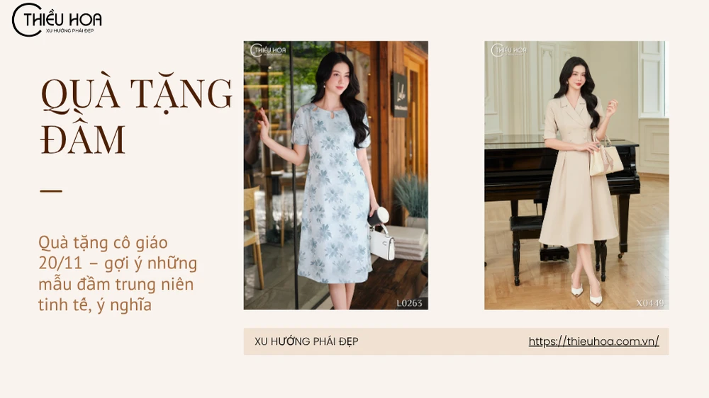 Quà tặng cô giáo 20/11 – gợi ý những mẫu đầm trung niên tinh tế, ý nghĩa