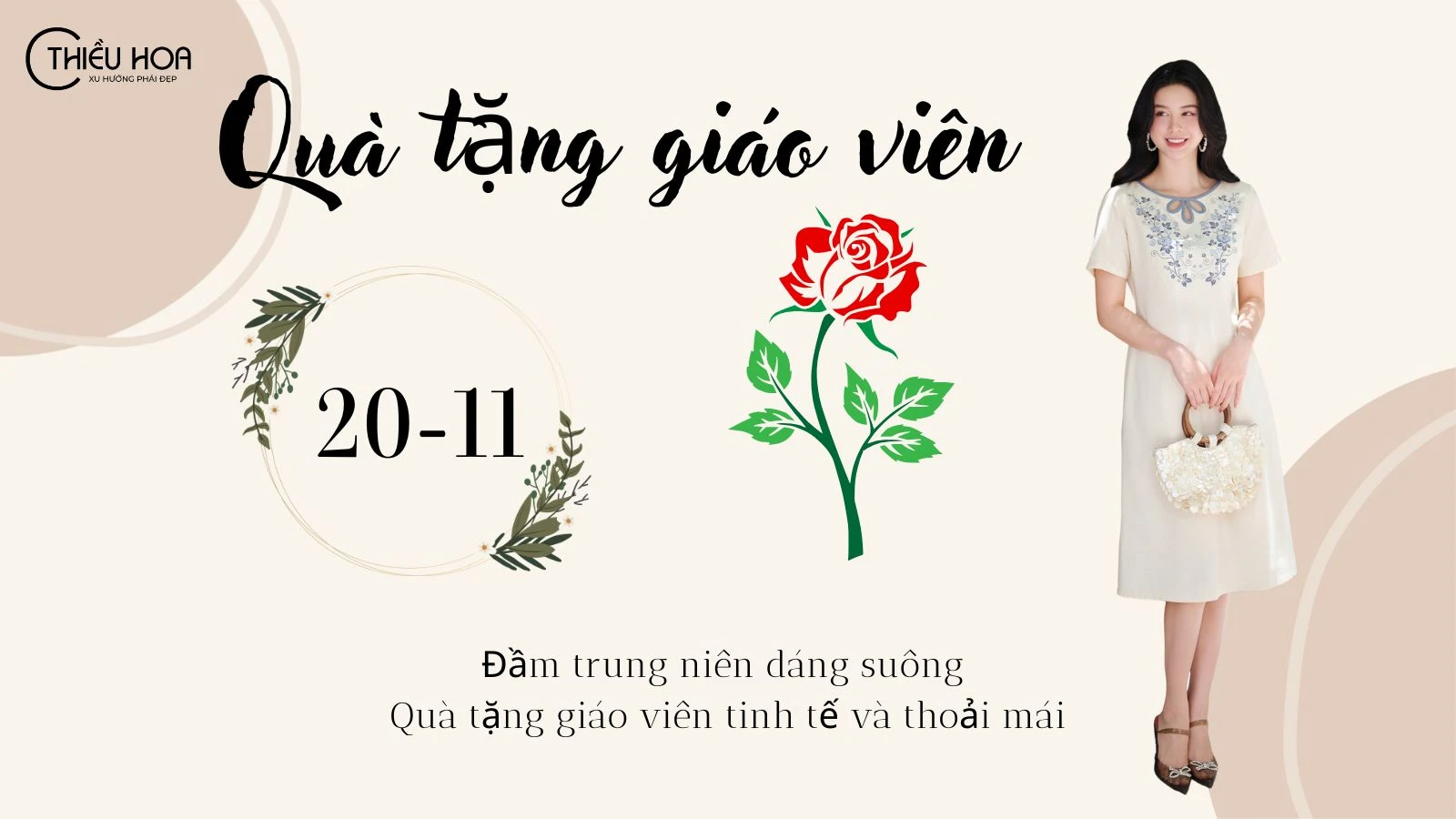 Đầm trung niên dáng suông – Quà tặng giáo viên tinh tế và thoải mái