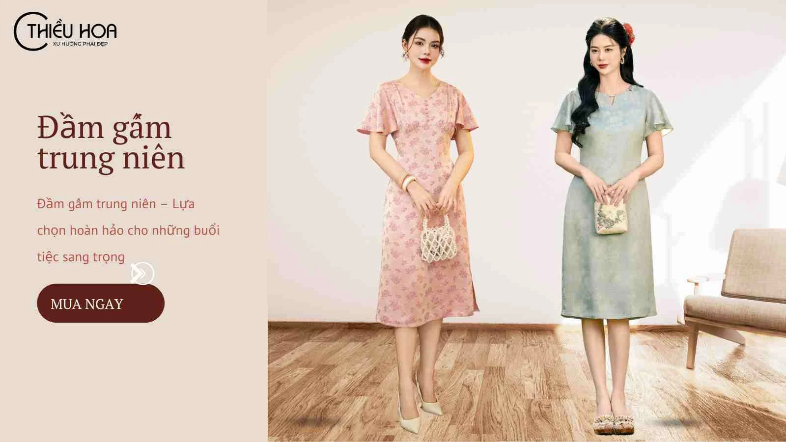 Đầm gấm trung niên – Lựa chọn hoàn hảo cho những buổi tiệc sang trọng