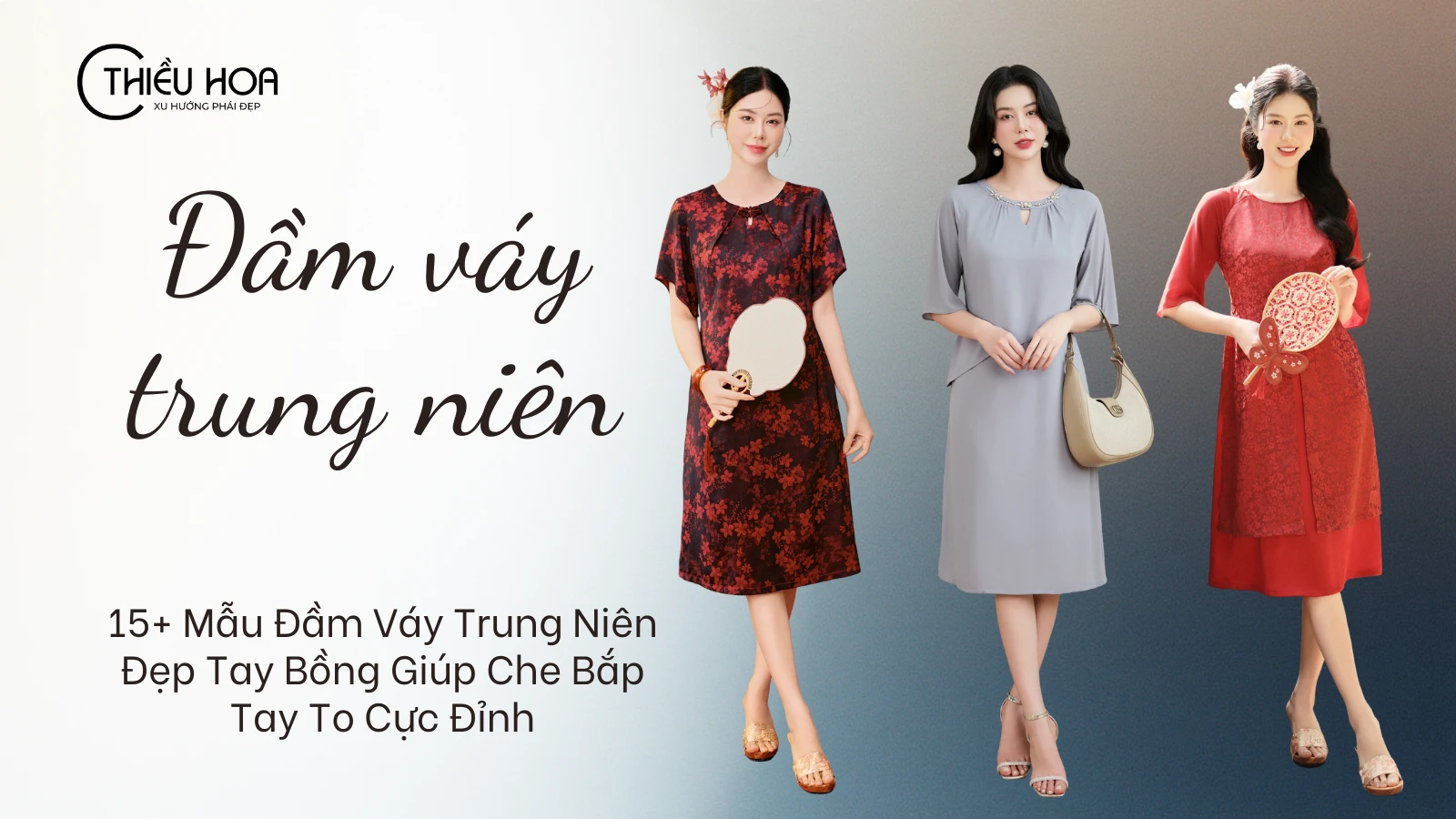 15+ Mẫu Đầm Váy Trung Niên Đẹp Tay Bồng Giúp Che Bắp Tay To Cực Đỉnh