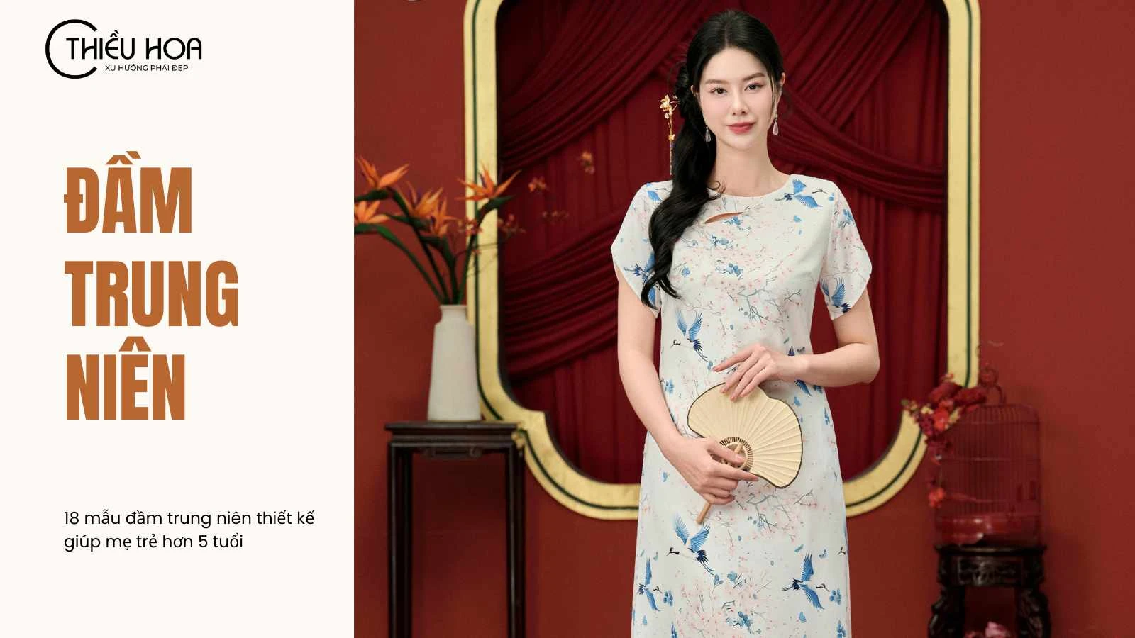 18 mẫu đầm trung niên thiết kế giúp mẹ trẻ hơn 5 tuổi