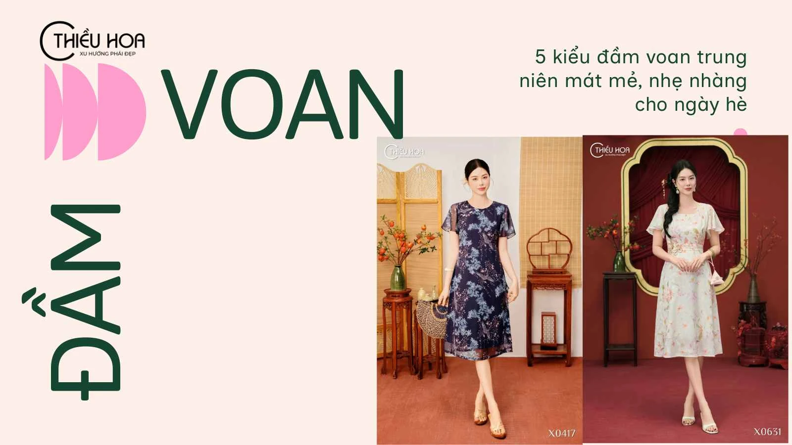 5 kiểu đầm voan trung niên mát mẻ, nhẹ nhàng cho ngày hè