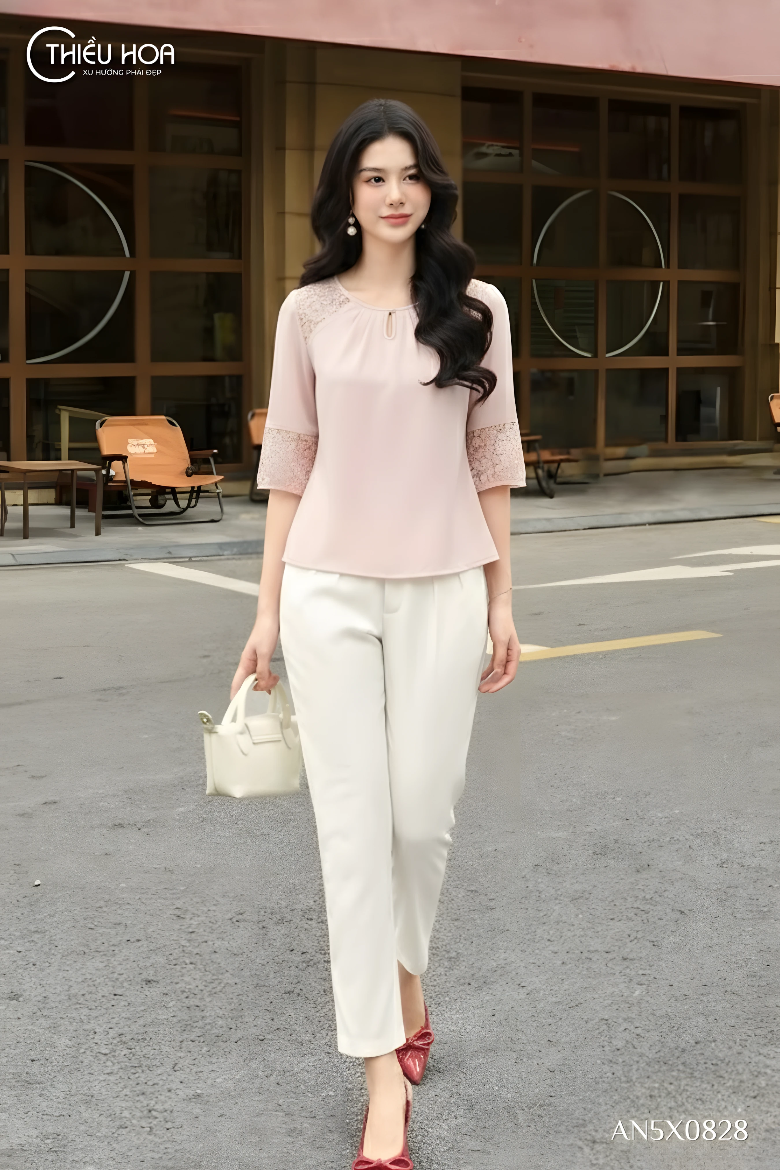 &aacute;o kiểu trung ni&ecirc;n tơ xước AN5X0828 phối được rất nhiều trang phục kh&aacute;c nhau