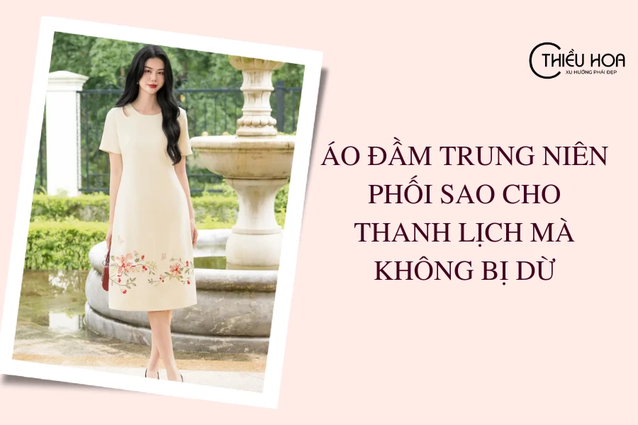 Áo đầm trung niên phối sao cho thanh lịch mà không bị dừ