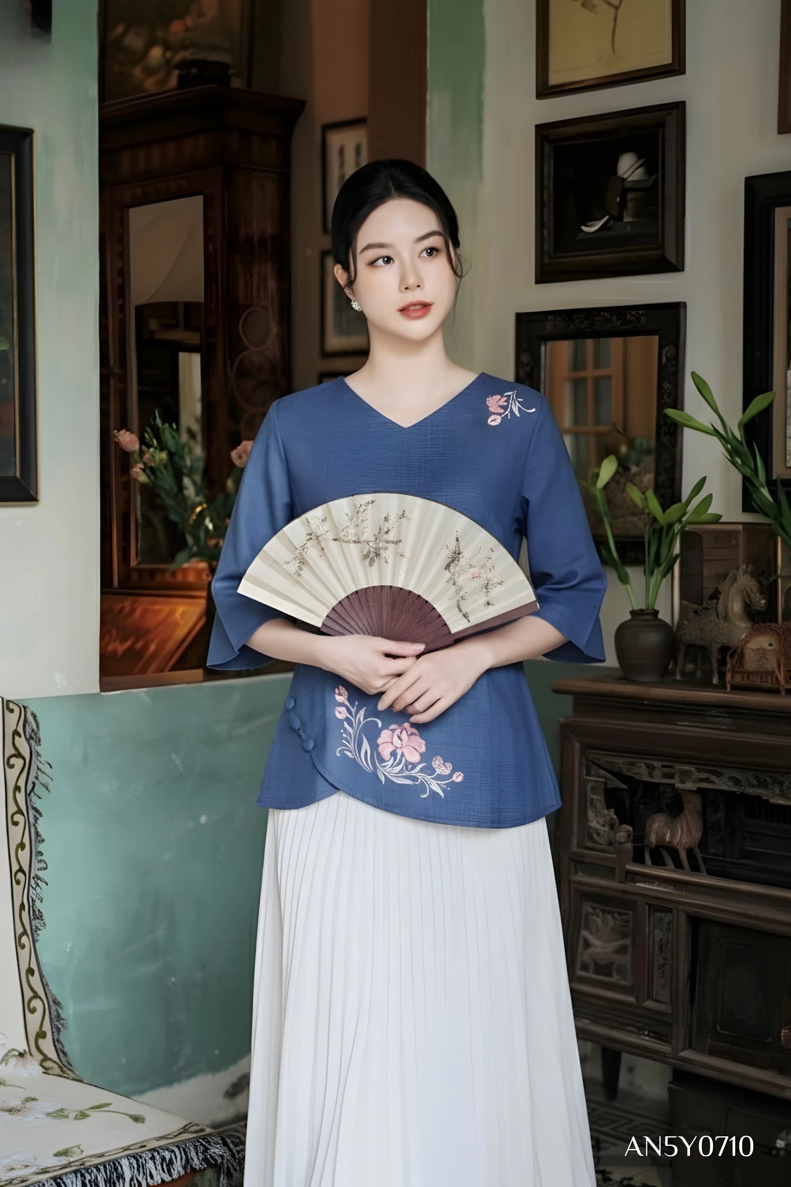 &Aacute;o đũi v&acirc;n m&acirc;y th&ecirc;u hoa AN5Y0710 Thiều Hoa