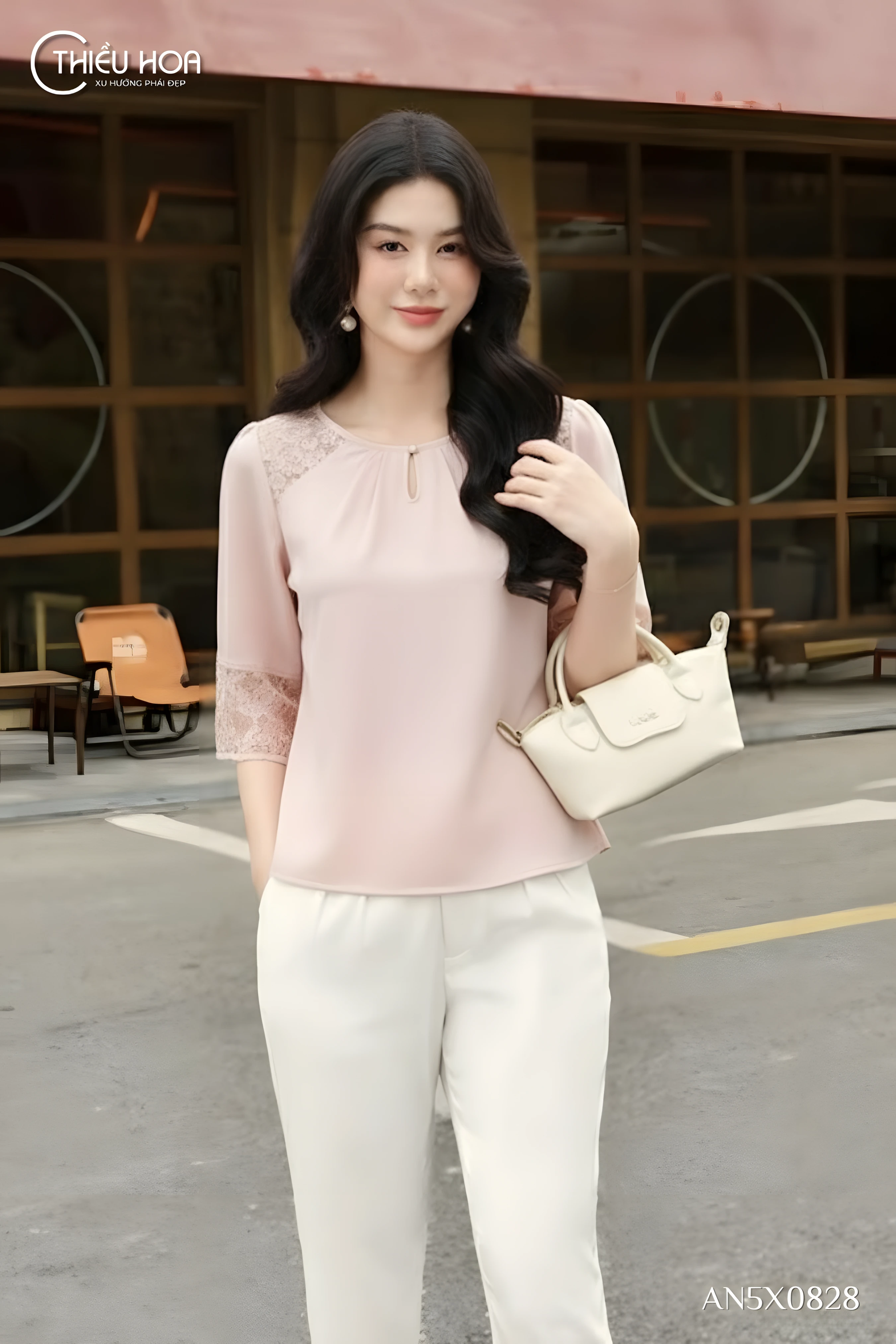 &aacute;o kiểu trung ni&ecirc;n tơ xước AN5X0828