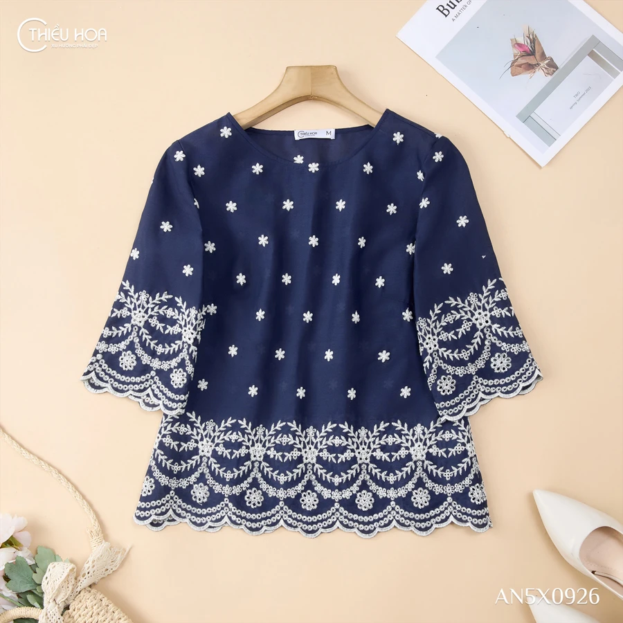 &aacute;o kiểu trung ni&ecirc;n vải x&ocirc; AN5X0926