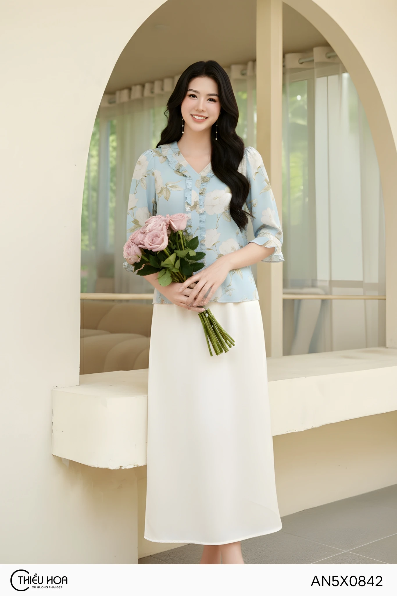 &Aacute;o kiểu vải voan trung ni&ecirc;n AN5X0842