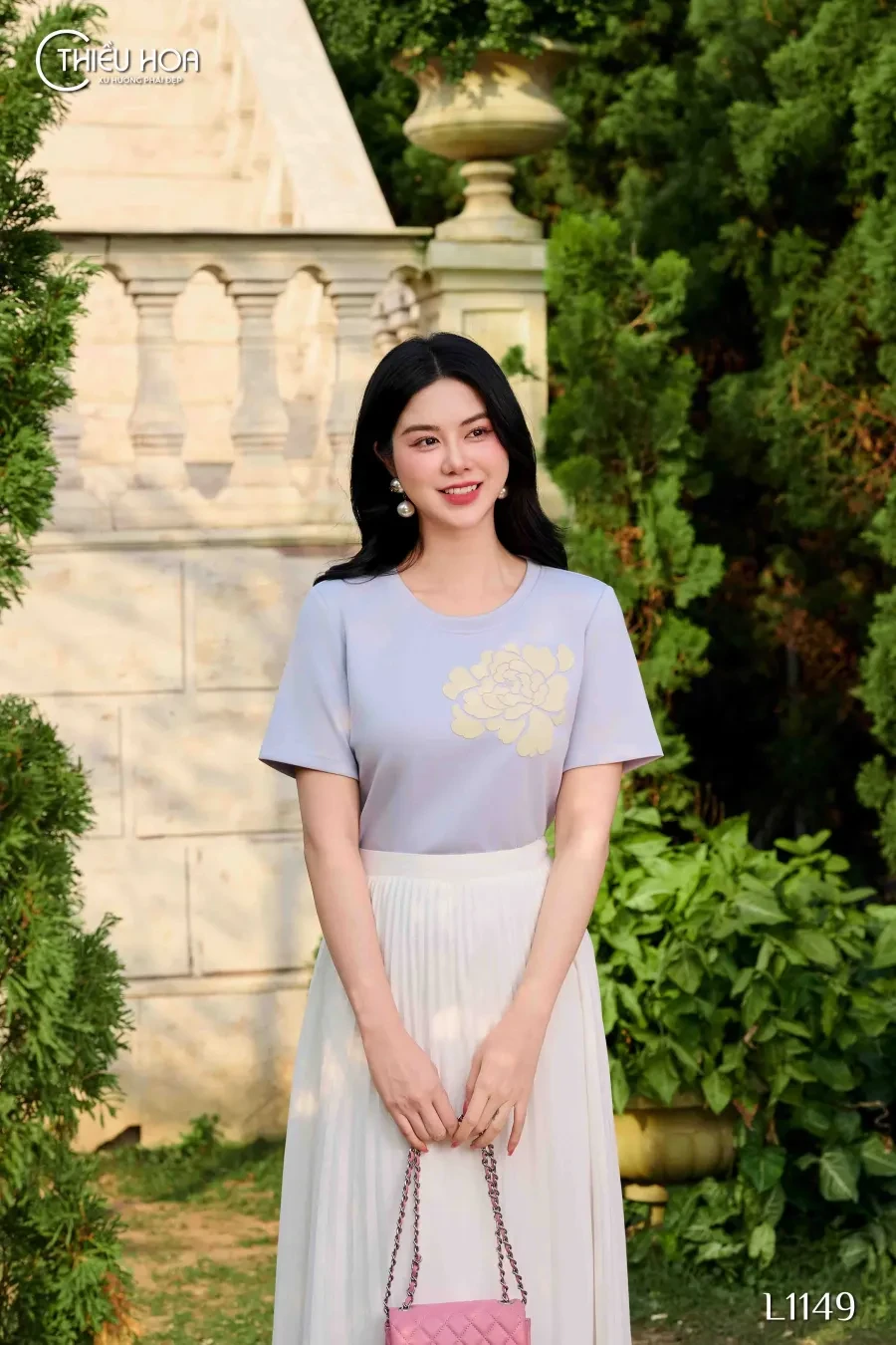 Áo kiểu nữ trung niên thiết kế tinh tế chất liệu Thun cotton mềm mịn thương hiệu Thiều Hoa AN4L1149