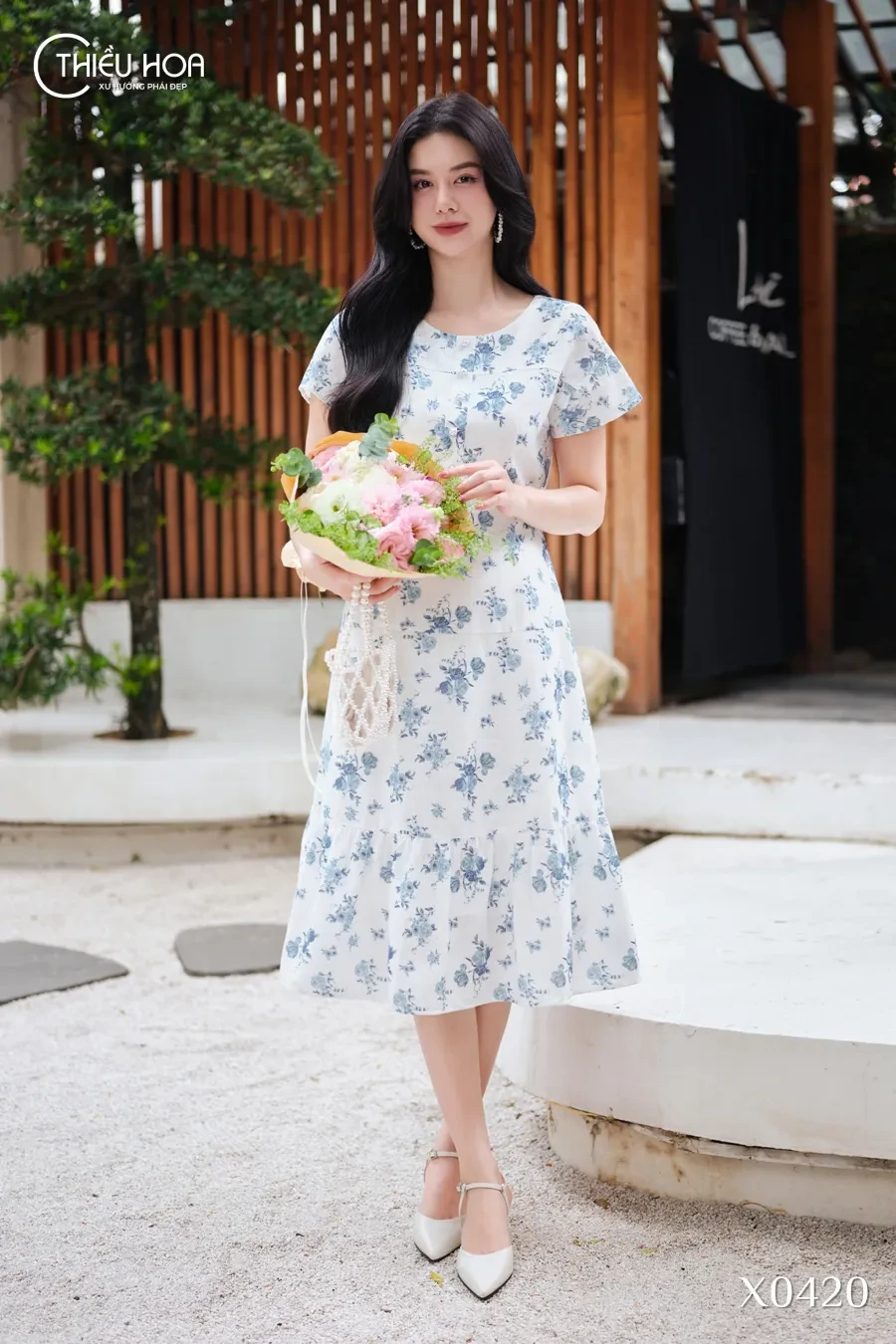 Đầm Xô In Hoa Thiết Kế Cao Cấp Thương Hiệu Thiều Hoa DD5X0420
