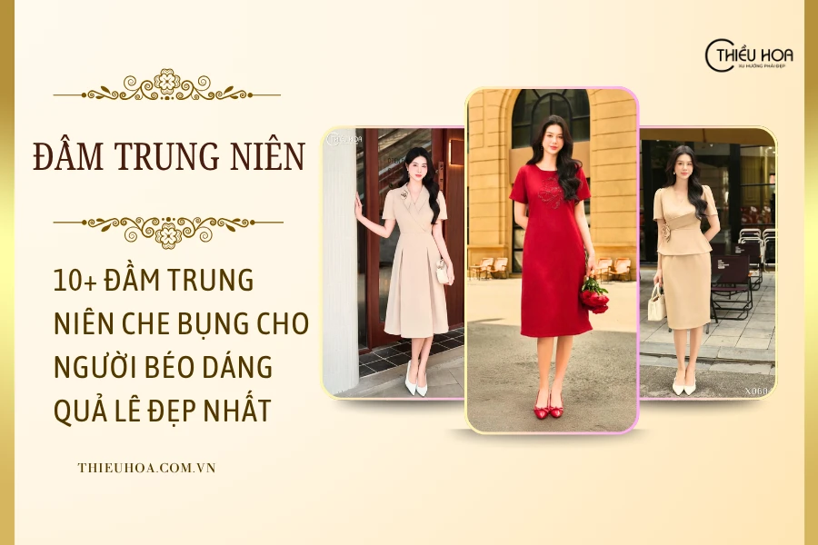 10+ Đầm trung niên che bụng cho người béo dáng quả lê đẹp nhất