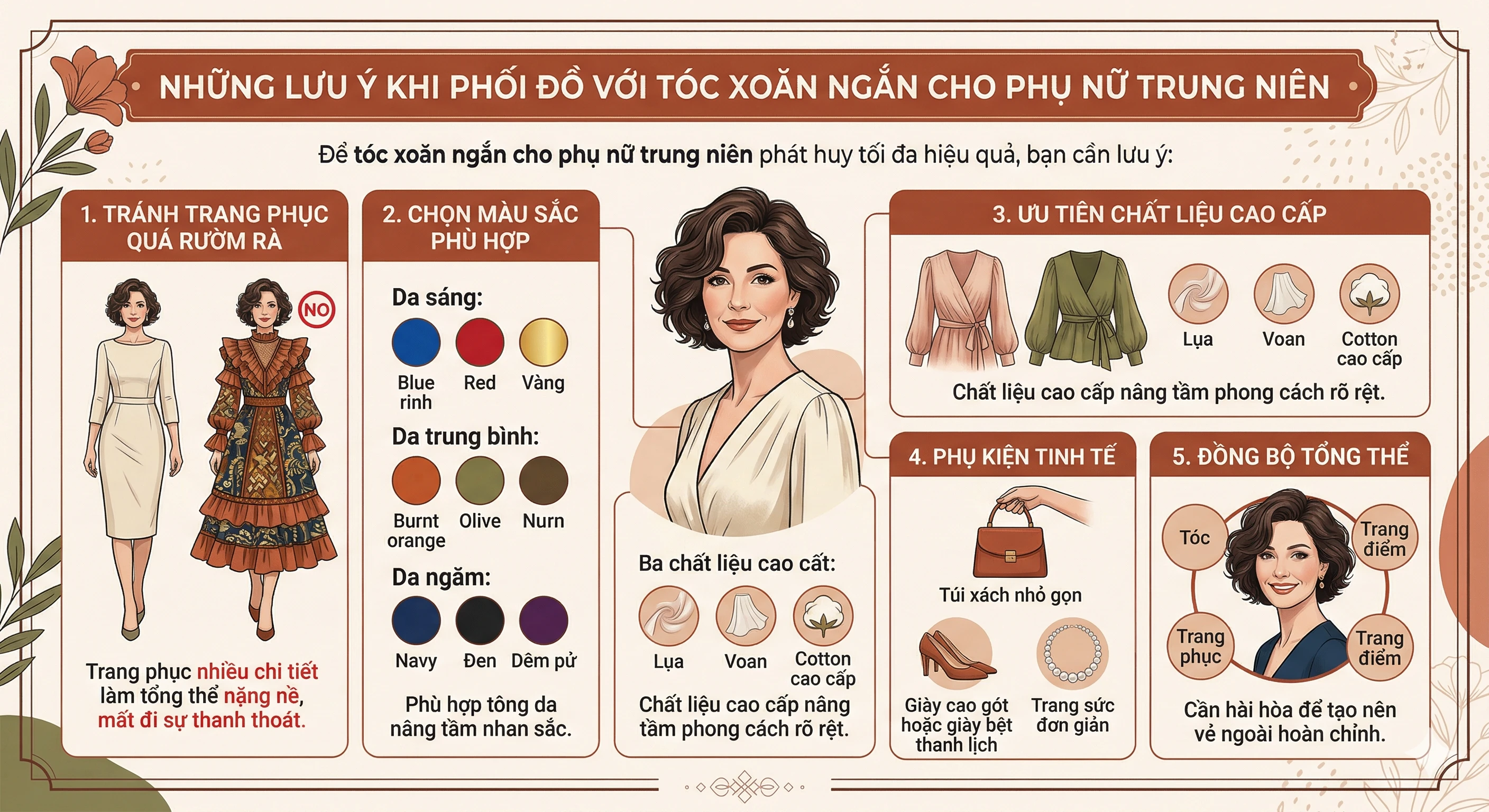 Những lưu ý khi phối đồ với tóc xoăn ngắn cho phụ nữ trung niên