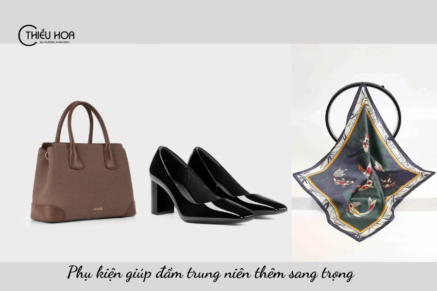 Gợi ý phối phụ kiện giúp đầm trung niên thêm sang trọng