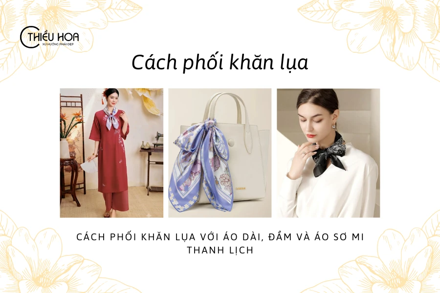 Cách phối khăn lụa với áo dài, đầm và áo sơ mi thanh lịch
