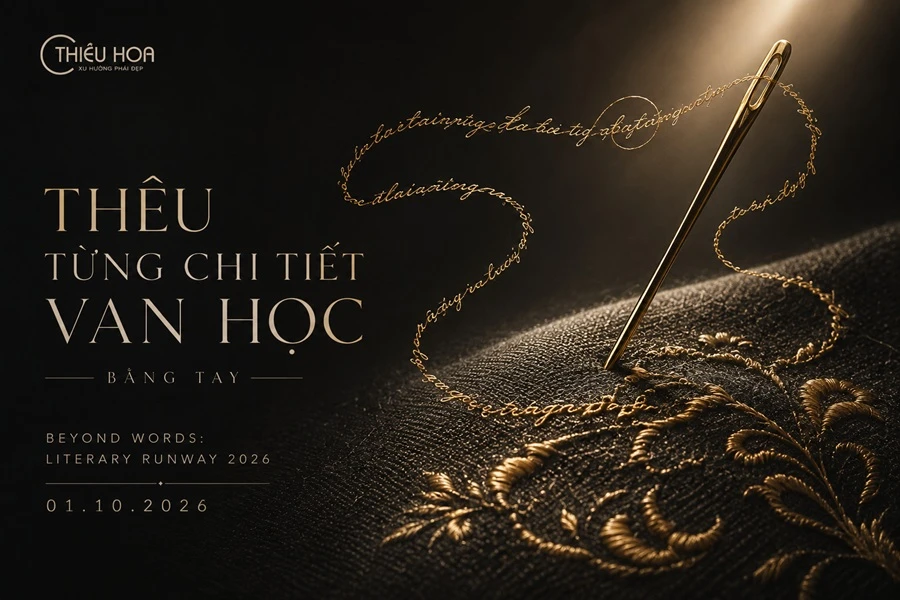 KHÔNG IN LÊN VẢI, THIỀU HOA CHỌN THÊU TỪNG CHI TIẾT VĂN HỌC BẰNG TAY