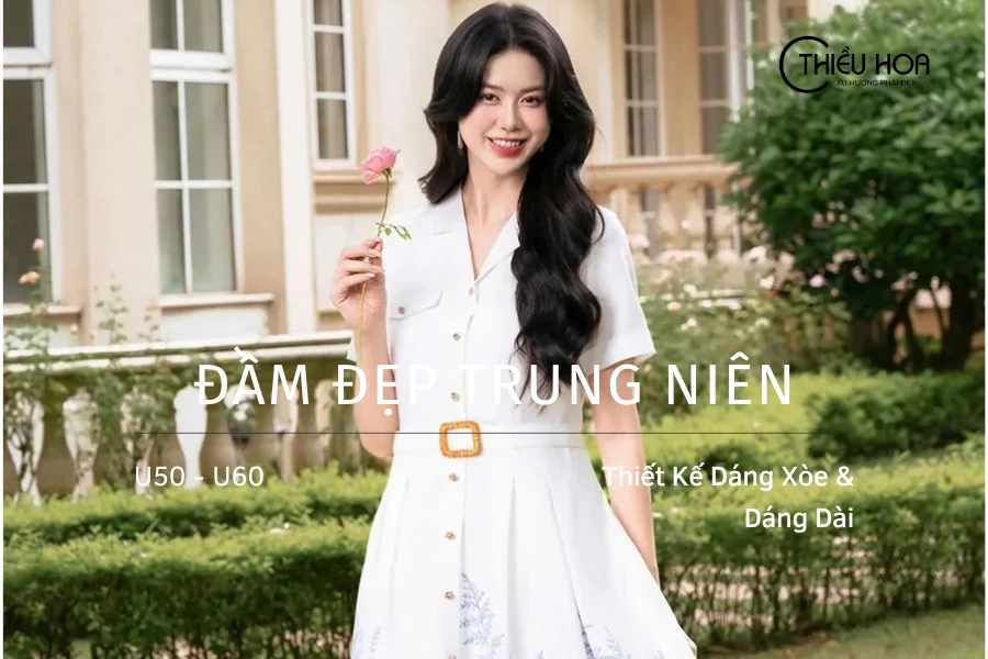 BST Đầm Đẹp Trung Niên U50 - U60: Thiết Kế Dáng Xòe & Dáng Dài